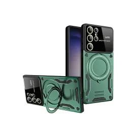 Newface Samsung Galaxy S25 Ultra Kılıf Joy Lens Standlı Kapak - Koyu Yeşil