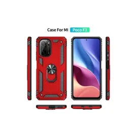 Newface Xiaomi Poco F3 Kılıf Sofya Yüzüklü Silikon Kapak - Kırmızı