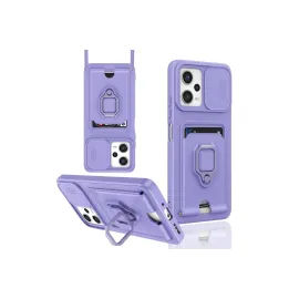 Newface Xiaomi Poco X5 5G Kılıf Zuma Kartvizitli Yüzüklü Silikon - Lila