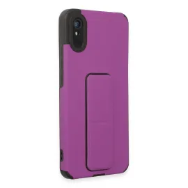 Newface Xiaomi Redmi 9A Kılıf Mega Standlı Silikon - Mor