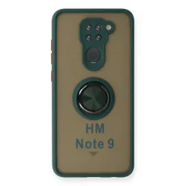 Newface Xiaomi Redmi Note 9 Kılıf Montreal Yüzüklü Silikon Kapak - Yeşil