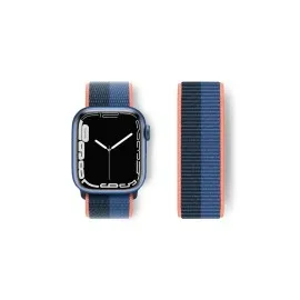 Newface Apple Watch 38Mm Hasırlı Cırtcırtlı Kordon - Siyah-Mavi