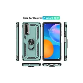 Newface Huawei P Smart 2021 Kılıf Sofya Yüzüklü Silikon Kapak - Yeşil