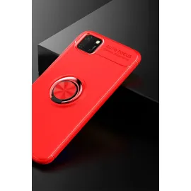 Newface Huawei Y5P Kılıf Range Yüzüklü Silikon - Kırmızı