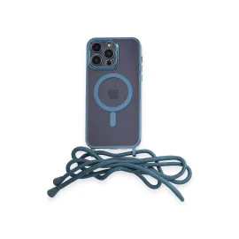 Newface Iphone 12 Pro Kılıf Divo Lazer Askılı Magsafe Kapak - Sierra Blue