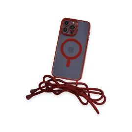 Newface Iphone 13 Pro Kılıf Divo Lazer Askılı Magsafe Kapak - Kırmızı