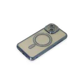 Newface Iphone 15 Kılıf Joke Simli Magneticsafe Kılıf - Lacivert