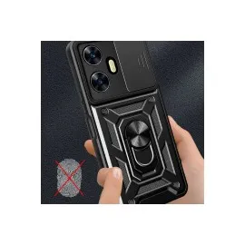 Newface Realme C55 Kılıf Pars Lens Yüzüklü Silikon - Kırmızı