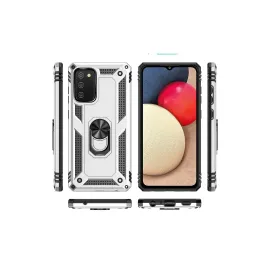 Newface Samsung Galaxy A02S Kılıf Sofya Yüzüklü Silikon Kapak - Gümüş