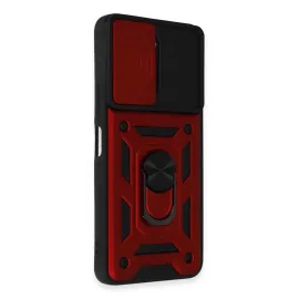 Newface Vivo Y35 Kılıf Pars Lens Yüzüklü Silikon - Kırmızı