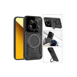 Newface Xiaomi Mi 14 Ultra Kılıf Joy Lens Standlı Kapak - Kırmızı