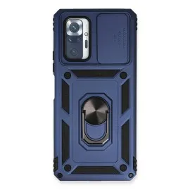 Newface Xiaomi Redmi Note 10 Pro Kılıf Pars Lens Yüzüklü Silikon - Lacivert