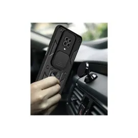 Newface Xiaomi Redmi Note 9 Pro Kılıf Pars Lens Yüzüklü Silikon - Kırmızı