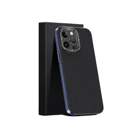 Joko Iphone 15 Pro Max Kılıf Aramid 600D Kevlar Karbon Fiber Magsafe Kapak - Lacivert