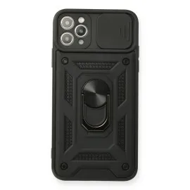 Newface Iphone 11 Pro Max Kılıf Pars Lens Yüzüklü Silikon - Siyah