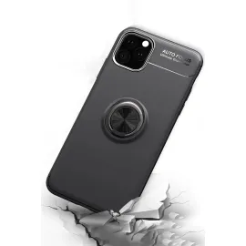 Newface Iphone 11 Pro Max Kılıf Range Yüzüklü Silikon - Siyah