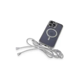 Newface Iphone 12 Pro Max Kılıf Divo Lazer Askılı Magsafe Kapak - Gümüş