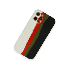 Newface Iphone 12 Pro Max Kılıf Ebruli Lansman Silikon - Beyaz-Siyah