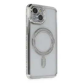 Newface Iphone 13 Kılıf Joke Simli Magneticsafe Kılıf - Gümüş