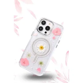 Newface Iphone 14 Pro Max Flower Magsafe Kapak - Pembe