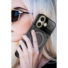 Newface Iphone 16 Kılıf Joy Lens Standlı Kapak - Mor