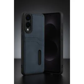 Newface Samsung Galaxy S25 Edge Sara Kartvizitli Deri Kılıf - Kırmızı