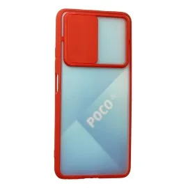 Newface Xiaomi Poco F3 Kılıf Palm Buzlu Kamera Sürgülü Silikon - Kırmızı