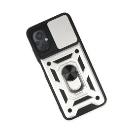 Newface Xiaomi Poco M5 Kılıf Pars Lens Yüzüklü Silikon - Gümüş