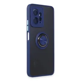 Newface Xiaomi Redmi Note 12 4G Kılıf Montreal Yüzüklü Silikon Kapak - Lacivert