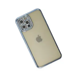 Newface Iphone 12 Pro Kılıf Joke Taşlı Silikon - Mavi