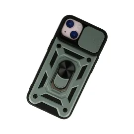 Newface Iphone 13 Kılıf Pars Lens Yüzüklü Silikon - Yeşil