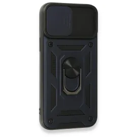 Newface Iphone 15 Pro Max Kılıf Pars Lens Yüzüklü Silikon - Lacivert