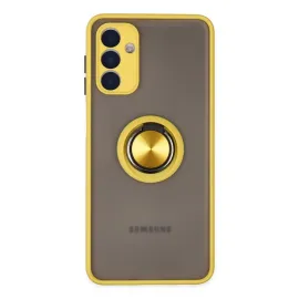 Newface Samsung Galaxy A04S Kılıf Montreal Yüzüklü Silikon Kapak - Sarı