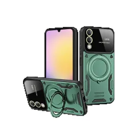 Newface Samsung Galaxy S25 Fe Kılıf Joy Lens Standlı Kapak - Koyu Yeşil