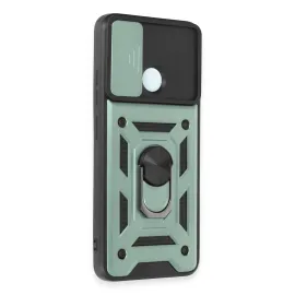 Newface Xiaomi Redmi 12C Kılıf Pars Lens Yüzüklü Silikon - Yeşil