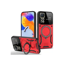 Newface Xiaomi Redmi Note 11 Pro Kılıf Joy Lens Standlı Kapak - Kırmızı