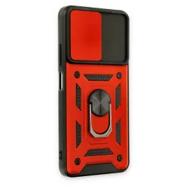 Newface Xiaomi Redmi Note 11T Kılıf Pars Lens Yüzüklü Silikon - Kırmızı