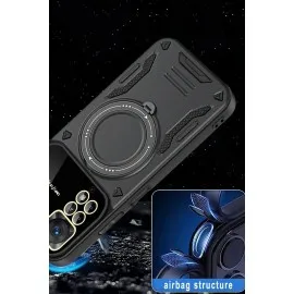 Newface Xiaomi Redmi Note 12 Pro 4G Kılıf Joy Lens Standlı Kapak - Kırmızı