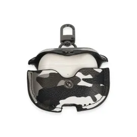 Newface Airpods 3 (3.nesil) Çanta Kamuflaj Deri Kılıf - Gri