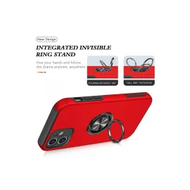 Newface Iphone 12 Kılıf Elit Yüzüklü Kapak - Kırmızı