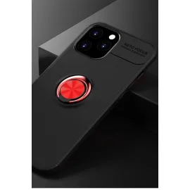 Newface Iphone 12 Pro Max Kılıf Range Yüzüklü Silikon - Siyah-Kırmızı