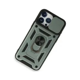 Newface Iphone 15 Pro Kılıf Pars Lens Yüzüklü Silikon - Yeşil