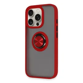 Newface Iphone 16 Pro Max Kılıf Montreal Yüzüklü Silikon Kapak - Kırmızı