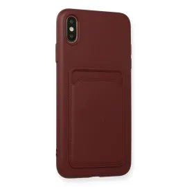 Newface iPhone XS Max Kılıf Kelvin Kartvizitli Silikon - Bordo