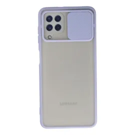 Newface Samsung Galaxy A22 Kılıf Palm Buzlu Kamera Sürgülü Silikon - Lila