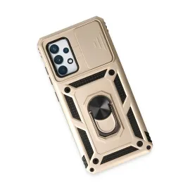 Newface Samsung Galaxy A72 Kılıf Pars Lens Yüzüklü Silikon - Gold