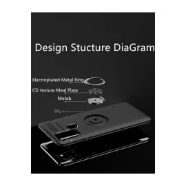 Newface Samsung Galaxy M31 Kılıf Range Yüzüklü Silikon - Siyah-Gold