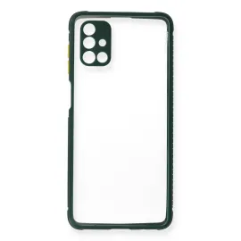 Newface Samsung Galaxy M51 Kılıf Miami Şeffaf Silikon - Koyu Yeşil