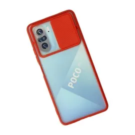 Newface Xiaomi Poco F3 Kılıf Palm Buzlu Kamera Sürgülü Silikon - Kırmızı