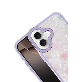 Newface Apple Iphone 16 Lumi Desenli Kapak - Mor